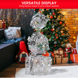 Illuminated Silver Christmas Gift Box Stack Display - 83cm Tall - Rear View