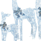 Christabelle Christmas Reindeer Display Set 3 Indoor & Outdoor Decorations Acrylic Beads Cool White LED Lights Silver - Close-Up Angle