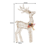 Christabelle Light Up Christmas Reindeer Display Indoor & Outdoor Decoration Warm White LED Lights Gold Bow Wire Frame - Side View