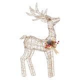 Christabelle Light Up Christmas Reindeer Display Indoor & Outdoor Decoration Warm White LED Lights Gold Bow Wire Frame - Top-Down View