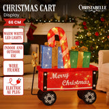 Christabelle Christmas Cart Display w/Candy Cane & Presents Warm White LED Lights Wire Frame Structure Indoor & Outdoor - Front View