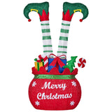 Christabelle Elf in Gift Sack Christmas Display Warm White LED Lights 86cm for Decoration w/Wire Frame Construction - Top-Down View