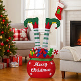 Christabelle Elf in Gift Sack Christmas Display Warm White LED Lights 86cm for Decoration w/Wire Frame Construction - Extra Image