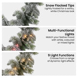 Christabelle 2.7m Christmas Garland Snowy with LED Lights Stamford Spruce Tree Decoration Ornament - 45-Degree Angle