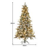 National Tree Company Snowy Stamford Spruce 7.5ft Christmas Tree Multi Functional White Coloured LED Lights & Foot Pedal - Side View