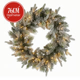 Christabelle 76cm Christmas Wreath Snowy Stamford Spruce with LED Lights Front Door Decoration Ornament - Front View