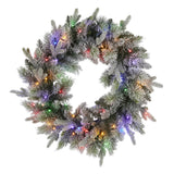 Christabelle 76cm Christmas Wreath Snowy Stamford Spruce with LED Lights Front Door Decoration Ornament - Side View