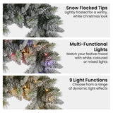 Christabelle 76cm Christmas Wreath Snowy Stamford Spruce with LED Lights Front Door Decoration Ornament - 45-Degree Angle