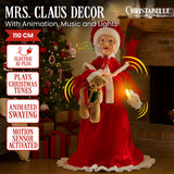 Christabelle 1.1m Musical LED Animated Christmas Mrs Claus Glowing Candle Ornament Decoration - Front View