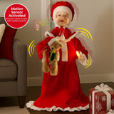 Christabelle 1.1m Musical LED Animated Christmas Mrs Claus Glowing Candle Ornament Decoration - Top-Down View
