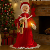 Christabelle 1.1m Musical LED Animated Christmas Mrs Claus Glowing Candle Ornament Decoration - 45-Degree Angle