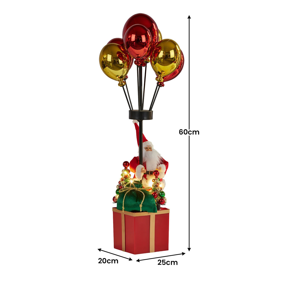 Christabelle 60cm LED Christmas Santa Claus with Balloons & Lights Ornament Decoration