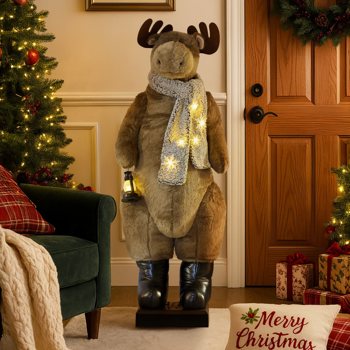 Christabelle 1.5m Musical LED Animated Christmas Moose Decoration Light-Up Lantern Ornament