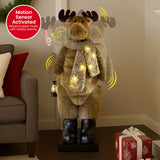Christabelle 1.1m Musical LED Animated Christmas Moose Decoration Light-Up Lantern Ornament - Top-Down View