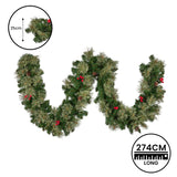 Klika 274cm Bristle Berry Multicolour Pre-Lit Christmas Garland - Rear View