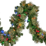 Klika 274cm Bristle Berry Multicolour Pre-Lit Christmas Garland - Close-Up Angle
