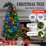 Christabelle Bad Santa 1.2m Curved Multicolour Pre-Lit Christmas Tree with 550 Tips - Top-Down View