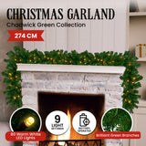 Christabelle 2.7m Christmas Garland with LED Lights Chadwick Tree Decoration Ornament - Side View