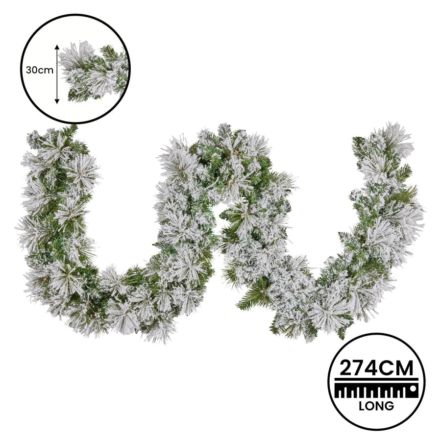 Christabelle 274cm Majestic Snow Prelit Christmas Garland