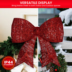 Christabelle Christmas Display Bow 91cm with LED and Twinkle Lights 5 Functions Christmas Festive Decorations Display Big Wired Bow
