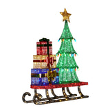 Christabelle Christmas Display Sled 183cm With Tree And Presents Led Lights & C9 Bulbs - Low Angle