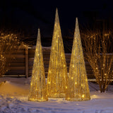 Christabelle 3pc Christmas Tree Indoor Outdoor Display Decoration LED Lights Front Yard Lawn Statue Ornament