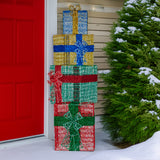 Christabelle 190cm 4-piece Gift Stack Box Christmas Decor Bows Led Lights Xmas - Rear View