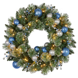 Swishmas 61cm Blue Collection Multicolour Pre-Lit Christmas Wreath - Front View