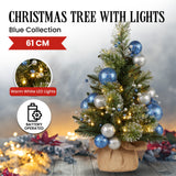 Swishmas 61cm Blue Collection Pre-Lit Tabletop Christmas Tree - Top-Down View