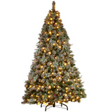 Swishmas Snowy Crown Pine 2.3m Multicolour Pre-Lit Christmas Tree with 1453 Tips - Front View