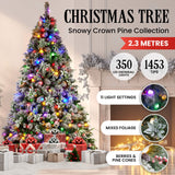 Swishmas Snowy Crown Pine 2.3m Multicolour Pre-Lit Christmas Tree with 1453 Tips - Side View