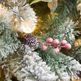 Swishmas Snowy Crown Pine 2.3m Multicolour Pre-Lit Christmas Tree with 1453 Tips - Close-Up Angle