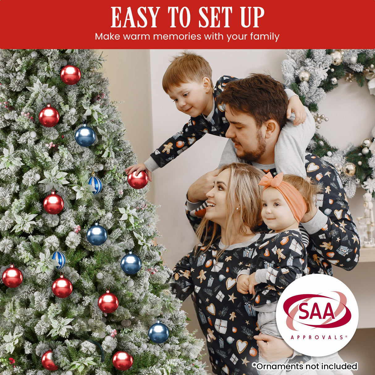 Swishmas Snowy Crown Pine 2.3m Multicolour Pre-Lit Christmas Tree with 1453 Tips