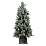 Swishmas Snowy Crown Pine Potted Christmas Tree 1.2m Multicolour Pre-Lit with Snowball Lights - Side View