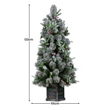 Swishmas Snowy Crown Pine Potted Christmas Tree 1.2m Multicolour Pre-Lit with Snowball Lights - 45-Degree Angle