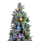 Swishmas Snowy Crown Pine Potted Christmas Tree 1.2m Multicolour Pre-Lit with Snowball Lights - Rear View