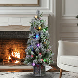 Swishmas Snowy Crown Pine Potted Christmas Tree 1.2m Multicolour Pre-Lit with Snowball Lights - Extra Image