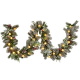 Swishmas 274cm Snowy Crown Pine Pre-Lit Multicolour Christmas Garland - Front View