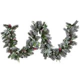 Swishmas 274cm Snowy Crown Pine Pre-Lit Multicolour Christmas Garland - Side View