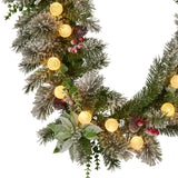 Swishmas 274cm Snowy Crown Pine Pre-Lit Multicolour Christmas Garland - Close-Up Angle