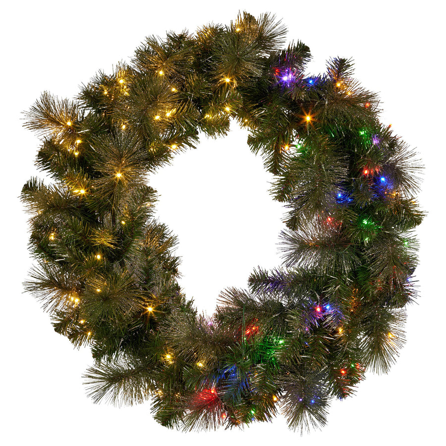 Christabelle 1.22m Split 2pc Christmas Wreath with LED Lights Pine Dual Front Doors Decoration Ornament