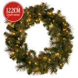 Christabelle 1.22m Split 2pc Christmas Wreath with LED Lights Pine Dual Front Doors Decoration Ornament - Side View