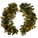 Christabelle 1.22m Split 2pc Christmas Wreath with LED Lights Pine Dual Front Doors Decoration Ornament - 45-Degree Angle