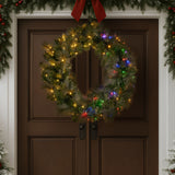 Christabelle 1.22m Split 2pc Christmas Wreath with LED Lights Pine Dual Front Doors Decoration Ornament - Close-Up Angle