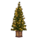 Christabelle 4ft Christmas Tree Glittery Gold Pine Led Multi Lights Xmas Decor - Top-Down View