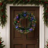 Christabelle 61cm Christmas Wreath with LED Lights Glittery Gold Pine re-Lit Front Door Decoration Ornament - Close-Up Angle