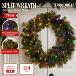 Christabelle 76cm Split Christmas Wreath with LED Lights for Double Front Doors Decoration