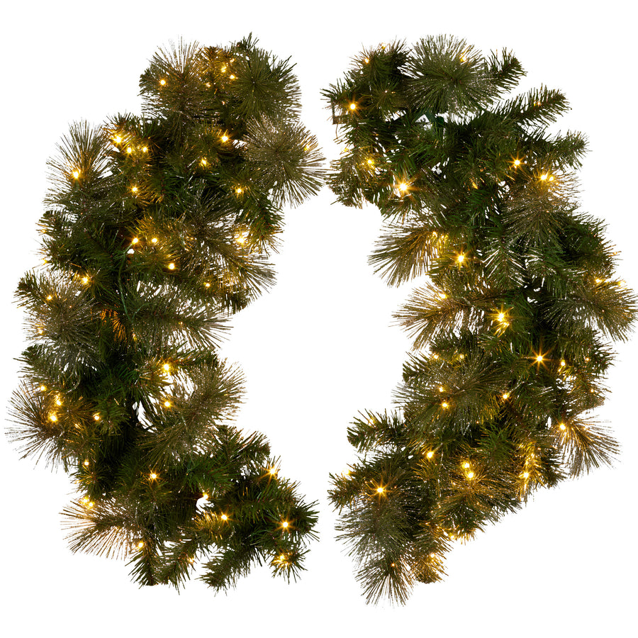 Christabelle 76cm Split Christmas Wreath with LED Lights for Double Front Doors Decoration