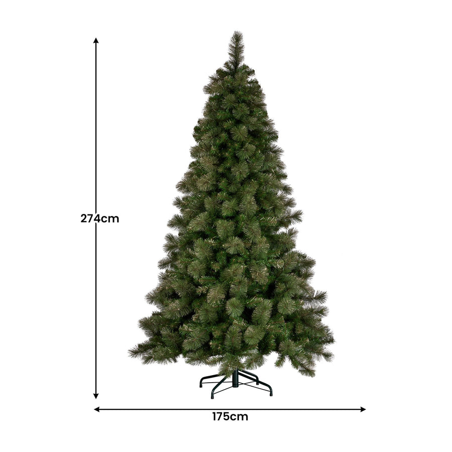 Christabelle 9ft Christmas Tree Glittery Gold Pine Needles 850 Led Lights Xmas