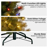 Christabelle 9ft Christmas Tree Glittery Gold Pine Needles 850 Led Lights Xmas - Rear View